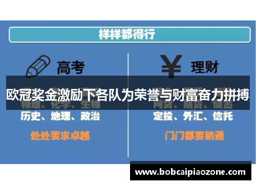 欧冠奖金激励下各队为荣誉与财富奋力拼搏